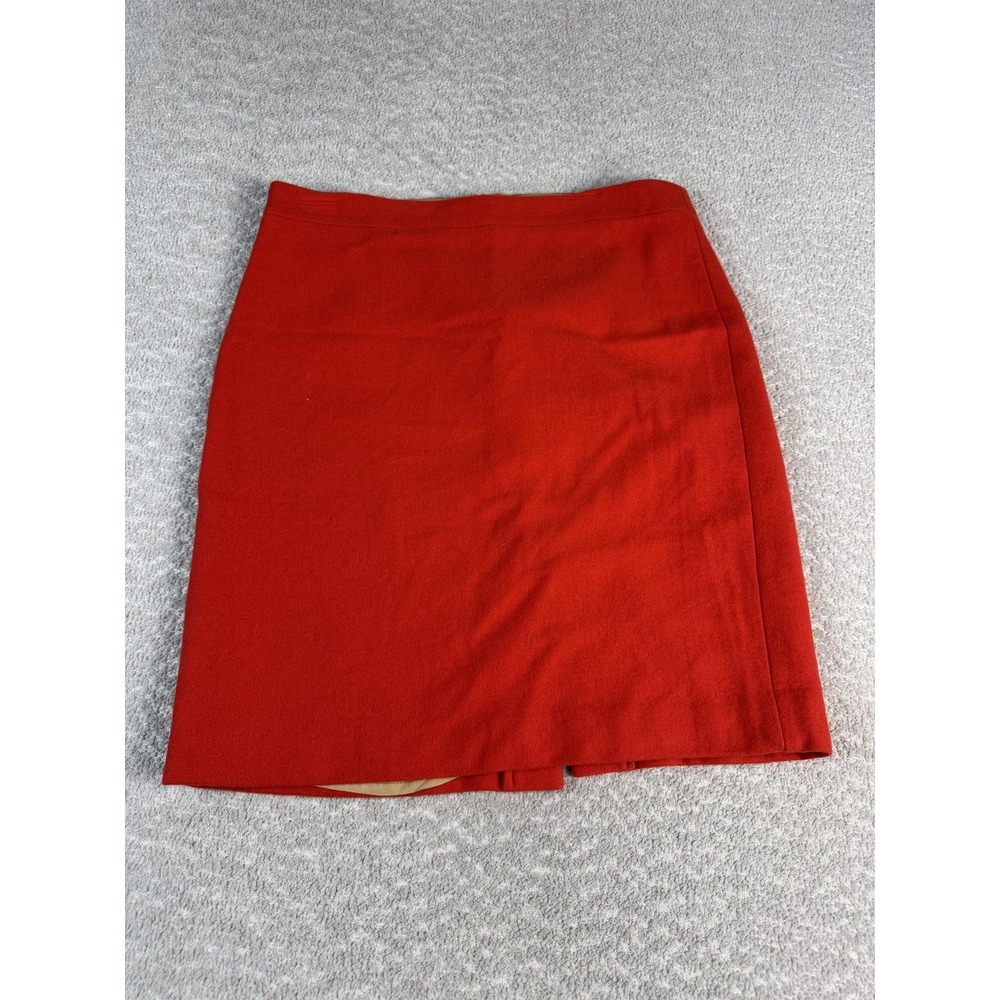 J.Crew Skirt Womens 10 Red‎ The Pencil Skirt Wool Blend Back Vent Style 46575